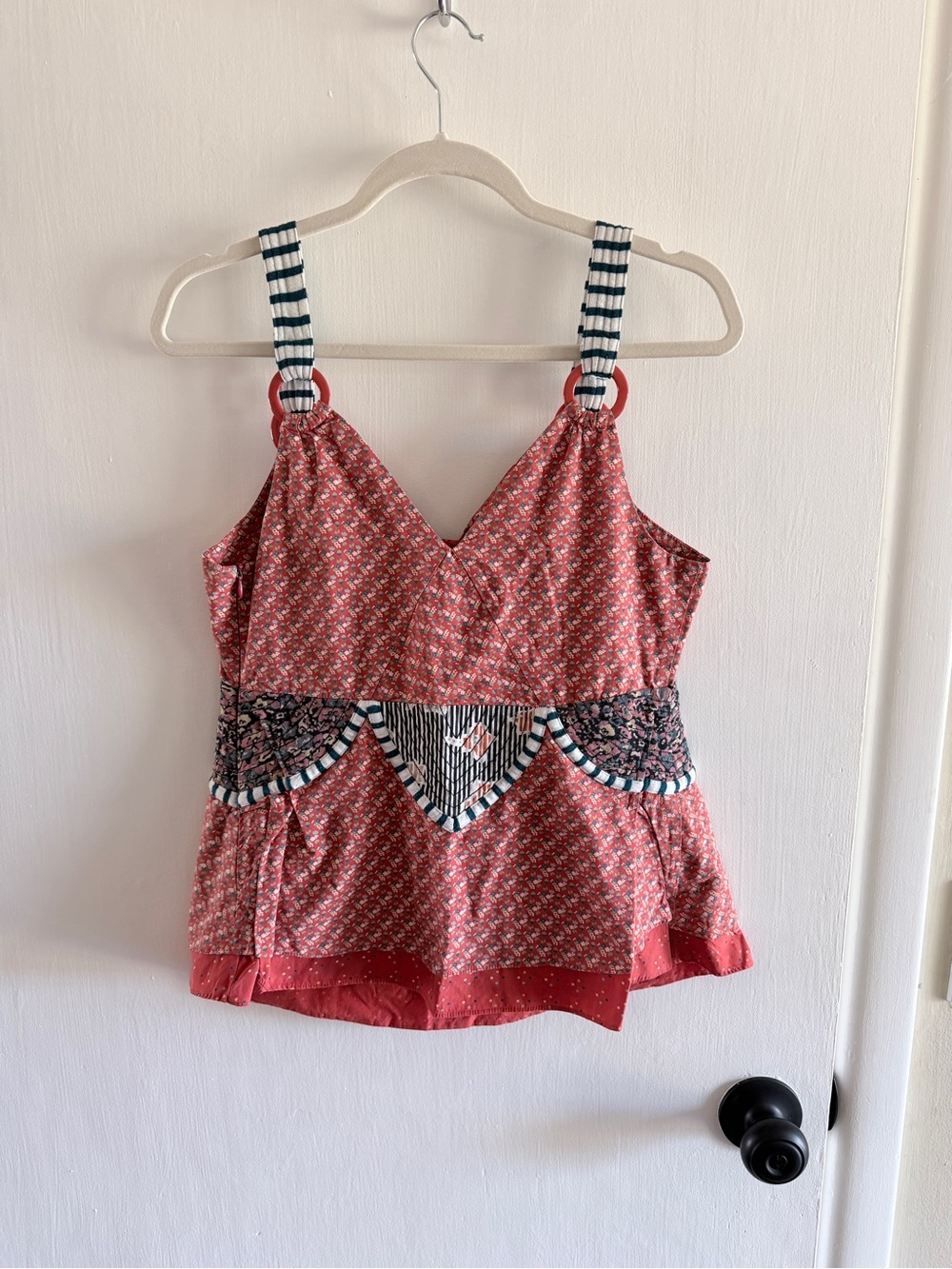 Marc Jacobs Red Patchwork Camisole with Striped Trim - Picture 6 of 9